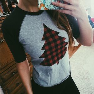 🎄 Christmas tree Xmas shirt tee gray red black